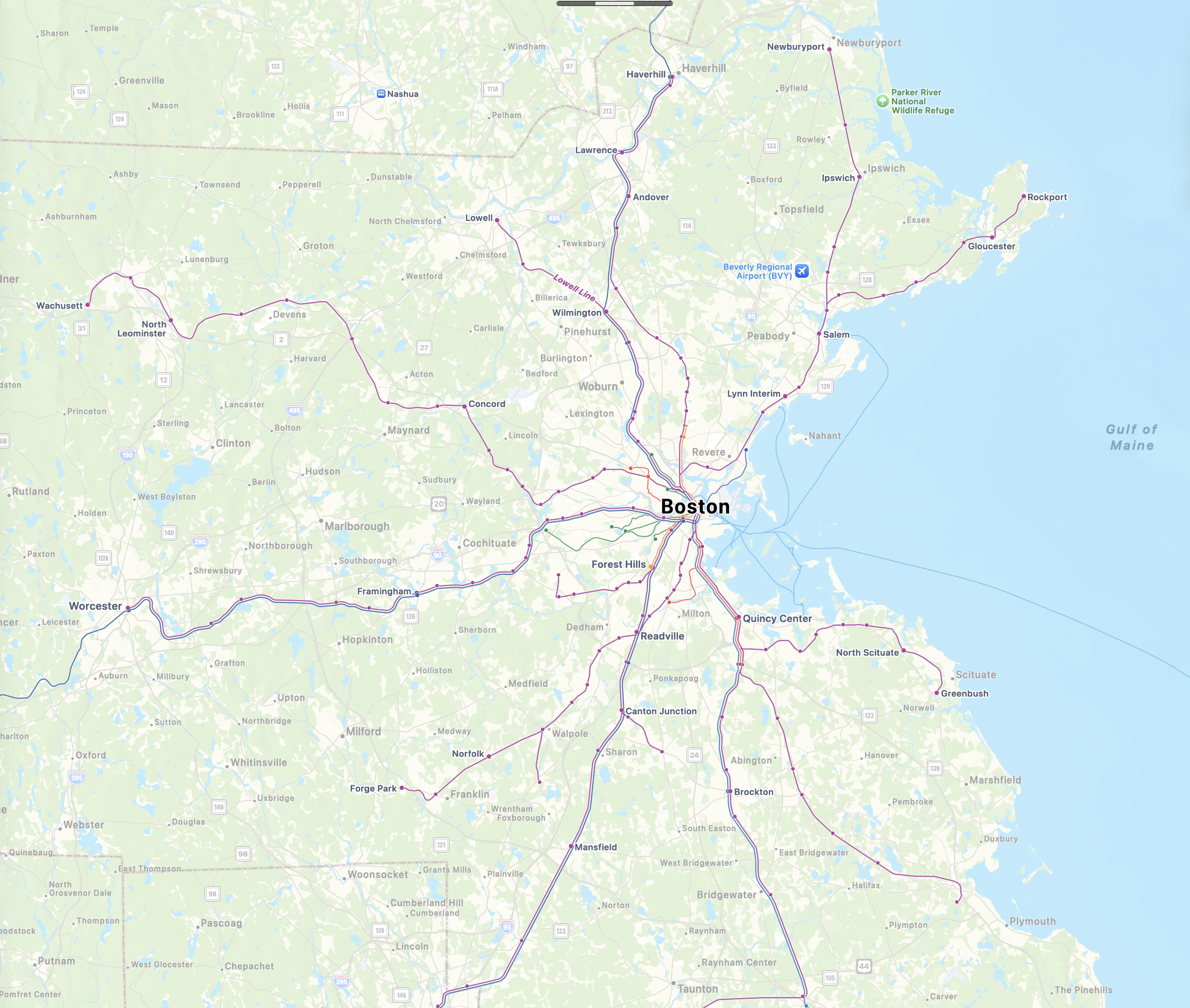 Boston T Map from Apple Maps